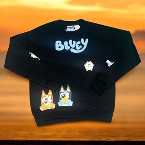 Bluey Disney Bingo Adult Small Unisex Crewneck Sweatshirt Black Graphic NWT